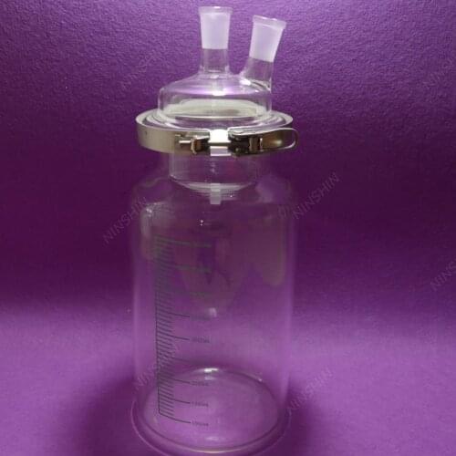 5000mL 24/40 2 Necks,Glass Cylinder Reactor,5 Litre Flat Bottom Reaction Flask