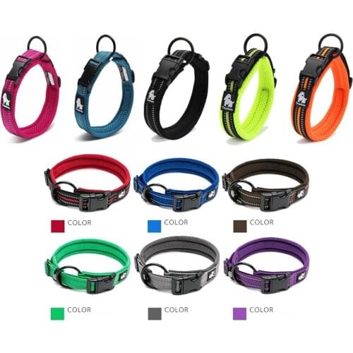 Adjustable Reflective Dog Collar Padded Soft Cosy Breathable Collar for Small/Medium/Large big Dogs Lightweight Training Collars