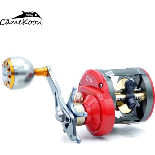 CAMEKOON cast drum wheel centrifugal brake 7:1 high gear ratio 13+1 ball bearings right left hand round baitcasting fishing reel