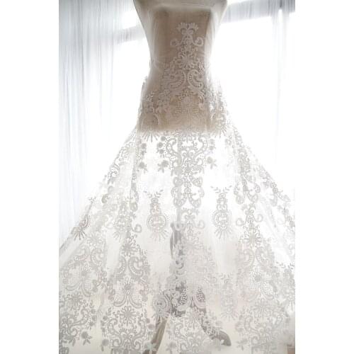 Court embroidered bud silk gauze wedding dress dress decoration clothing designer fabric