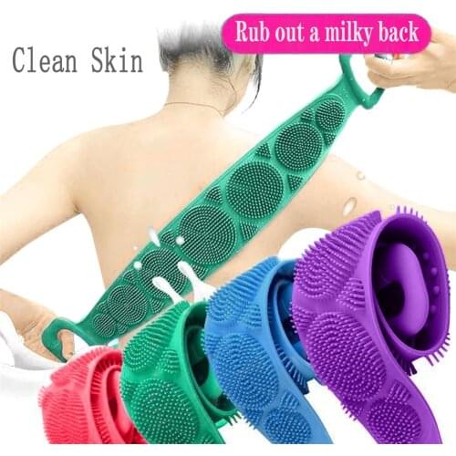 Silicone Back Scrubber Soft Loofah Bath Towel Bath Belt Body Exfoliating Massage For Shower Body Cleaning Bathroom Shower Strap