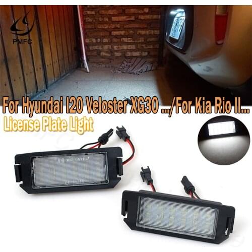 PMFC LED License plate light 2x18 SMD For Hyundai I10 I20 tiburon coupe Veloster FS XG30 Terracan HP Kia Rio Picanto TA Soul