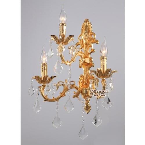 100% Guarantee 3 Lights Crystal Wall Light Silver Wall Sconces Lamp Golden Wall Brackets Light
