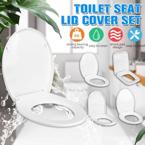 PP Universal Slow-Close Toilet Seat Lid Cover Set Thicken Replacement Antibacterial Square Round O/V Type Toilet Seats