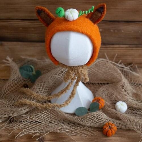 Vintage Fox Bonnet Newborn Wool Felt Hat Photography Props Handmade Felted Animal Hat Props