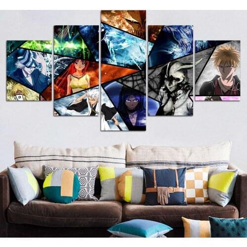 Japanese anime Bleach poster poster comic Print framed Janpanese cartoon poster 5 panels on canvas F1511