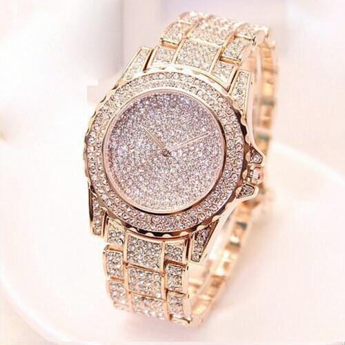 Reloj mujer Full Shiny Diamond Watch Luxury Rhinestone Round Quartz Movement Bracelet Clock Women Watches Womens Fashion Clock