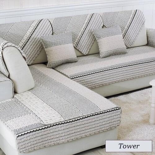 1PCS Sofa Cover Tower Stripe Pattern Sofa Towel Soft Slip Resistant Slipcover Sofa Armrest Covers For Living Room Home Decor