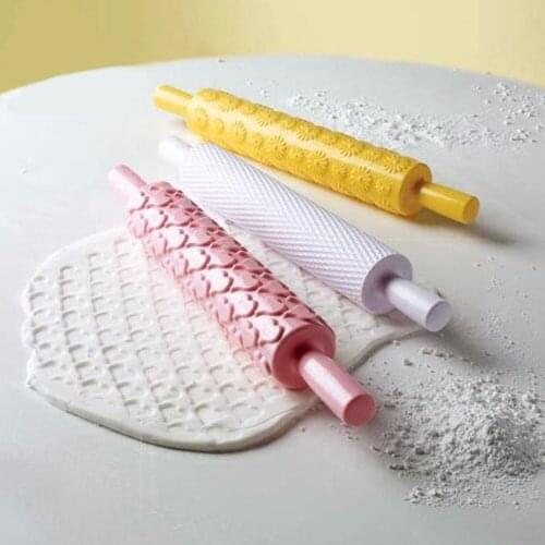 1 Pcs Rolling Pin Different Patterns Baking Tools Fondant Embossed Mold Cake Decorating Tool DIY Baking Accessoring Multi Color