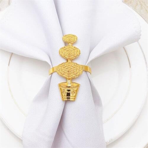 12pcs/metal alloy bonsai two-color optional napkin ring Western food tabletop decorations for Western food etiquette supplies