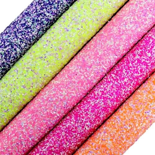 30x134cm Roll White Mix Pink Red Green Chunky Glitter Fabric Leather Synthetic Leather For Home Decoration Bows AY289