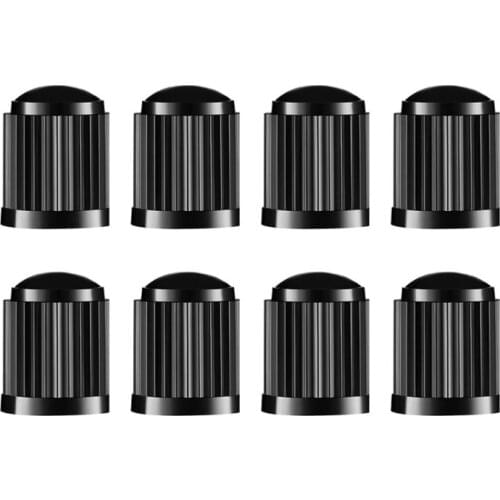 8pcs Tyre Valve Caps Plastic Car Tire Stem Dust Covers with Seal Ring for SUV, Motorbike, Trucks, Bike, Bicycle, Black