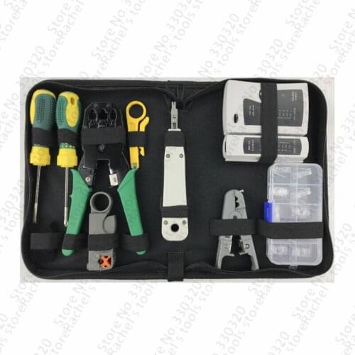 9pcs/set RJ45 RJ11 RJ12 CAT5 CAT5e Portable LAN Network Repair Tool Kit Utp Cable Tester and Plier Crimp Crimper Plug Clamp PC