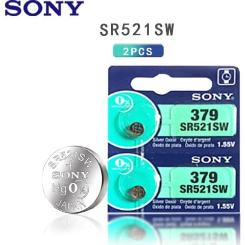 2PCS SONY Watch Battery 1.55V 379 SR521SW D379 SR63 V379 AG0 Silver oxide Button Coin Cell Batteries MADE IN JAPAN