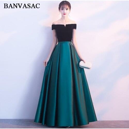 BANVASAC 2018 Velour Boat Neck Sash A Line Long Evening Dresses Elegant Short Sleeve Satin Backless Party Prom Gowns
