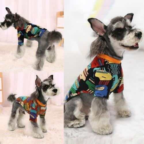Pet Blouse Round Neck Printed Pattern Thin Dog Two-legged Shirt for Spring
