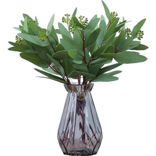 4Pc Artificial Plants Home Decoration Branch Eucalyptus Leaves Fake Leaves Green Plants Wreath for DIY Wedding Home Garden Decor