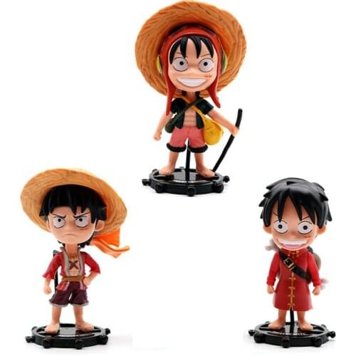 3pcs/set One Piece Monkey D Luffy Action Figure PVC Q Version Model Anime Action Collection Figurine Dolls Toys Kids Spot