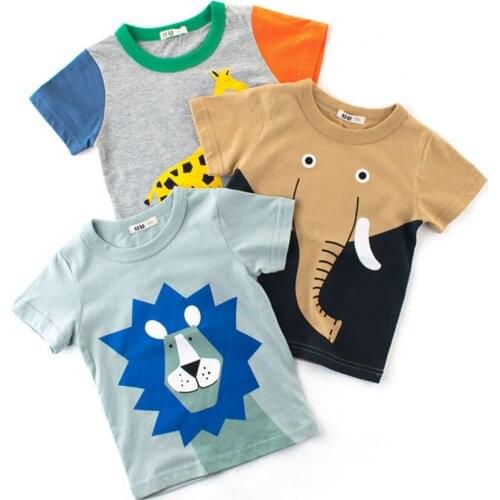 T-Shirt Baby Boys Girls Summer Cartoon Animals Short Sleeves Toddler Printed Kids Cotton Clothes Children Fashion Unisex Tops