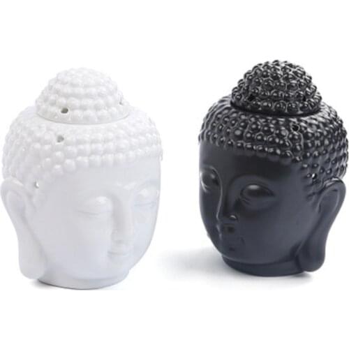 Ceramics Buddha Head Diffuser Aromatherapy Candle Candlestick Deodorant Healing Incense Burner Decoration Yoga Room Hotel