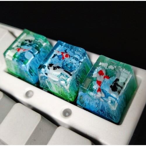 1pc Scenery Koi Backspace Resin Keycaps For Cherry Mx Switch Mechanical Gaming Keyboard Keycaps Personality Handmade Keycaps