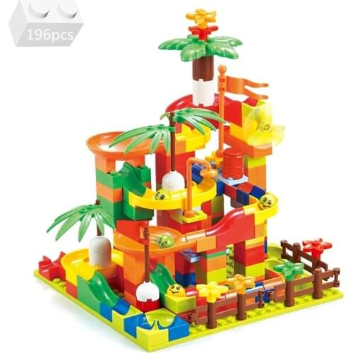 Marble Race Run Block Funnel Variety Slide Track Maze Ball Building Blocks Kit Small Bricks Ideas DIY Assembly Toys For Children