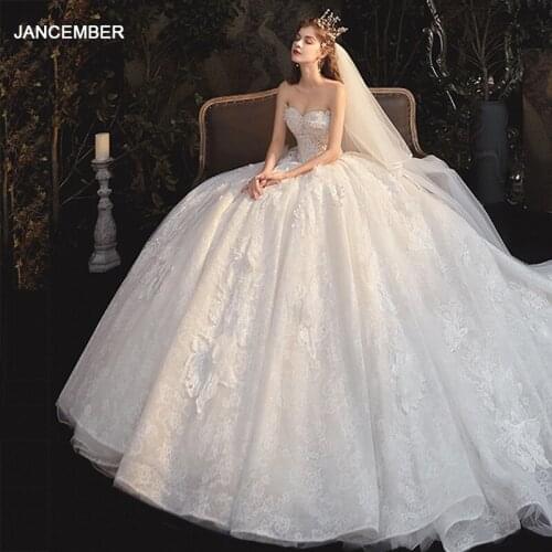 LDR41 Luxury Palace Wedding Dress 2021 New Applique Bridal Tube Top Temperament Trailing Dress 2020 Summer French Style Gown