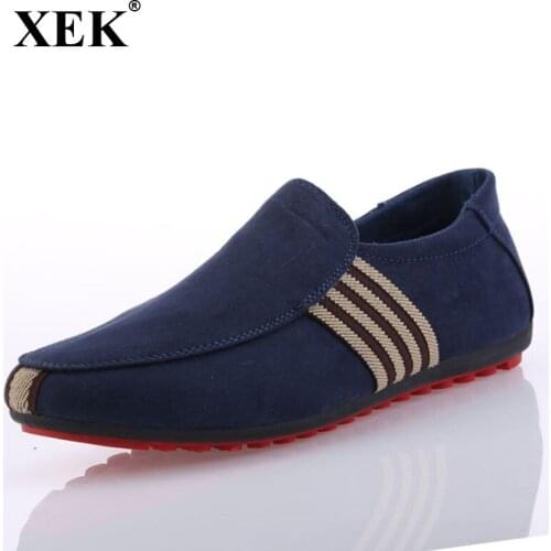 XEK Man Shoes Walking Ventilation Casual Male Men sapato masculino Bottom Canvas Driving Moccasin Loafers Flat Shoes ZLL253