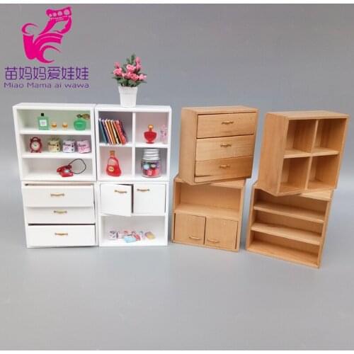 Mini wooden Doll house diy furniture white color adjustble cabinet bookcase 1/8 bjd ob11 dollhouse diy accessories