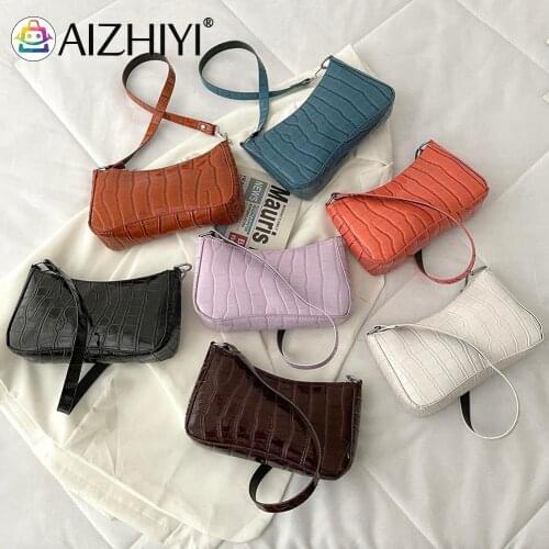 Fashion Women PU Leather Alligator Pattern Pleated Shoulder Underarm Bag Casual Ladies Solid Color Small Handbags Purse
