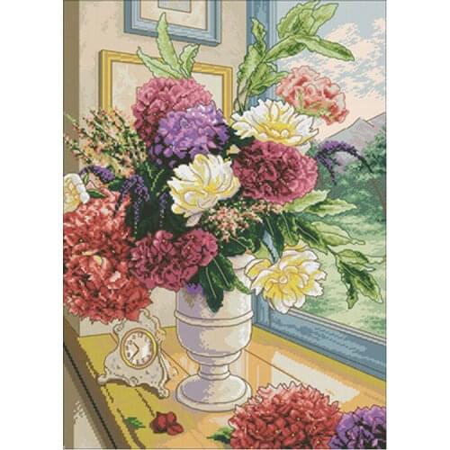 Summer window sill bouquet patterns Counted Cross Stitch 11CT 14CT 18CT DIY Chinese Cross Stitch Kits Embroidery Needlework Sets