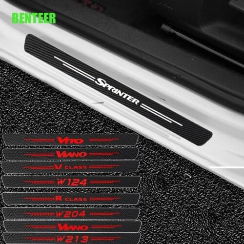 4pcs Carbon Fiber Car Door Sticker For Mercedes Benz CITAN SPRINTER VITO VIANO R V CLASS W124 W213 W203 W204 W205