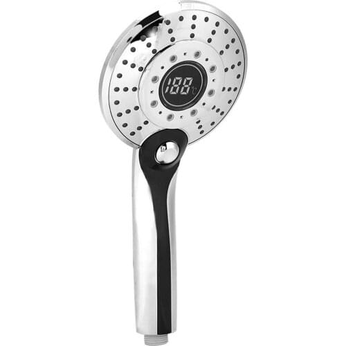 Digital LED Shower Head With 3-color Temperature Controller Handheld Silver Electroplating LED Light 3 Spraying Mode Shower Head