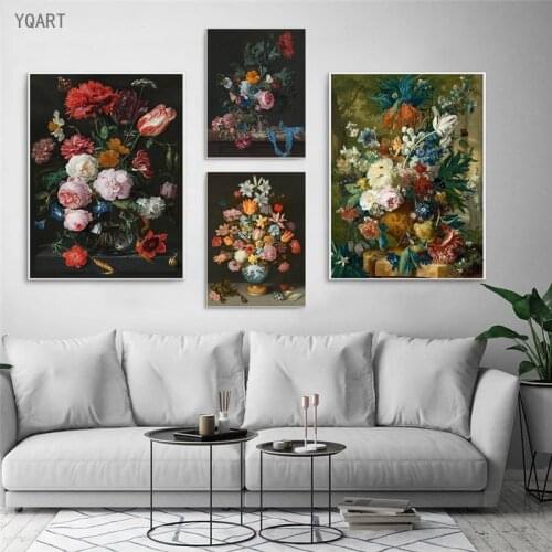 Still Life with Flowers in a Glass Vase Oil Paintings print on Canvas Retro Posters And Prints Nordic Art Pictures Home Decor