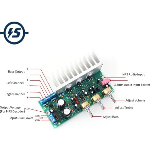 NE5532 2.1 Bass Subwoofer Audio HIFI Amplifier Board Module TDA2050A+TDA2030A Three-channel Power Board 60W