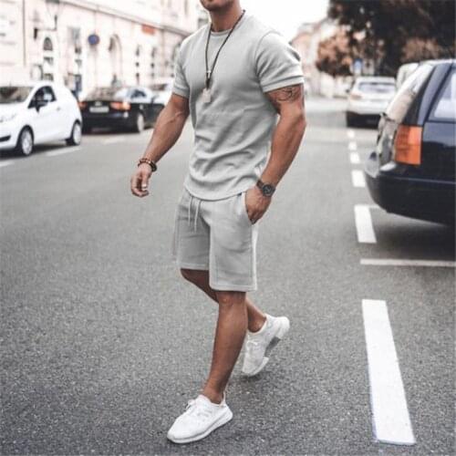 New Men Tracksuit 2021 Summer Short Sleeve T Shirt +Shorts Casual Male Workout Jogging Mens Brand Clothing 2 Pieces Sets S-3XL