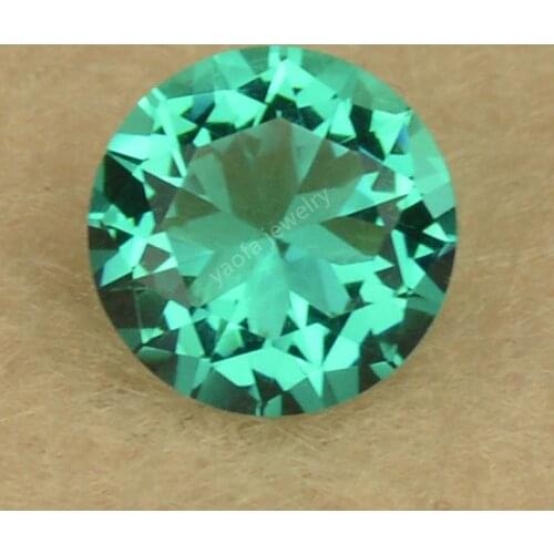 Wholesale 2~12mm 5A Light Grass Green Color Synthetic Glass Gems Beads Round Brilliant Shape Cut Loose Glass Stone For Jewelry