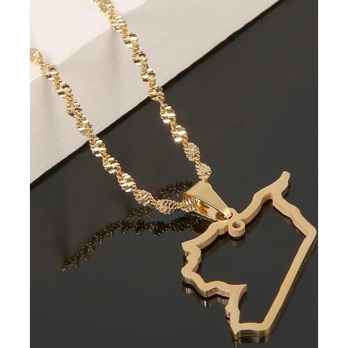 Stainless Steel Syria Map Pendant Necklaces Gold Color Syrians Map Chain Jewelry