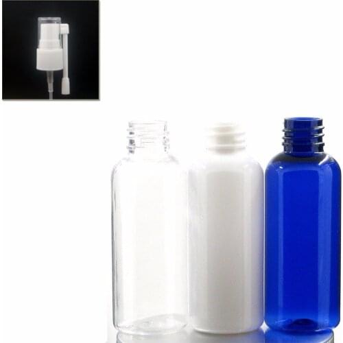 50ml empty blue/white/clear plastic pet bottle with white Rotation nasal sprayer nasal bottle