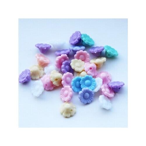 Mixed Spring Colors Flower Acrylic Charm Loose Beads DIY Necklace Making Accessories BJ-02