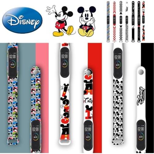 2021 Disney Mickey Strap for Xiaomi Mi Band 6 5 4 3 NFC Silicone Wristband Bracelet Replacement Wrist TPU Strap Shipping Free