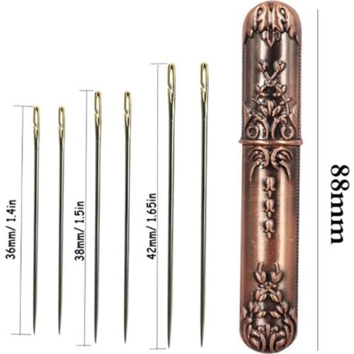 DIY Sewing Needles Holder Storage Tube Vintage Hand Sewing Needles Case Leather Knitting Embroidery Mending Needles Container