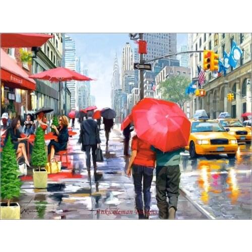 Needlework for embroidery DIY French DMC High Quality - Counted Cross Stitch Kits 14 ct Oil painting - New York Cafe