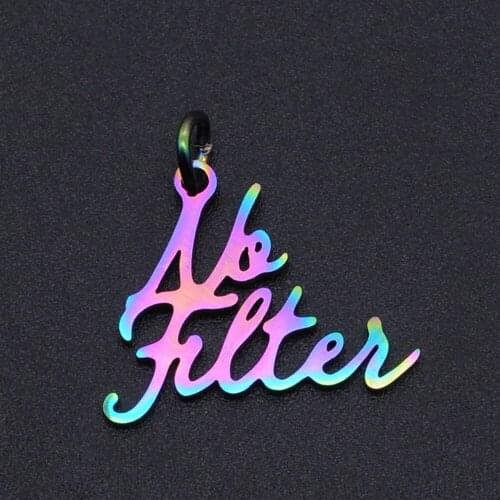 5pcs/lot 100% Stainless Steel All Filter Word Script Charm Pendant Wholesale Never Tarnish Top Quality Jewelry Making Charms