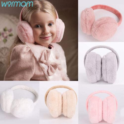 Warmom Autumn And Winter Childrens Solid Color Earmuffs Anti-compression Wool Faux Fur Warm And Comfortable Fashion Earmuffs
