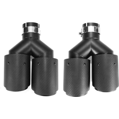 63mm-89mm Carbon Fiber Exhaust Muffler Pipe Y Shape Dual Outlet Nozzle Exhaust Tip Stainless Steel Universal For BMW/Benz/Audi