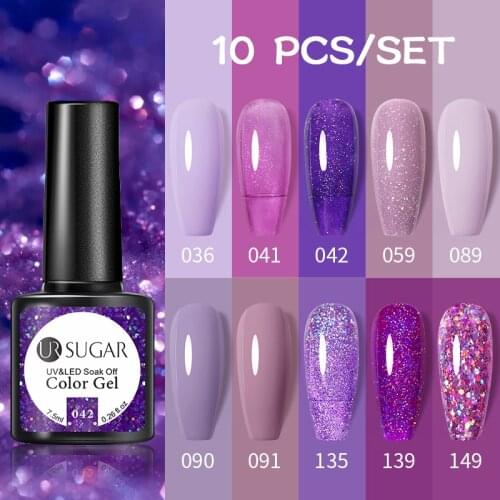 UR SUGAR 7.5ML Gel Nail Polish Set Manicure Gel Kit Semi Permanent Hybrid UV LED Base Top Coat For Nail Art Gel Polish Set