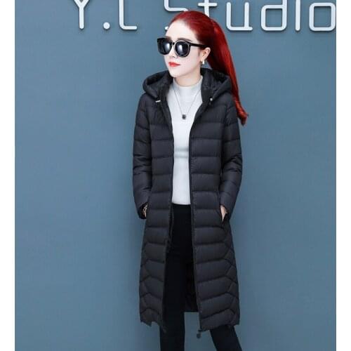 Womens basic cotton jacket Fad winter thick solid long parka hooded plus size slim office ladies coat femme casaco feminino