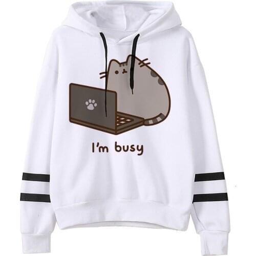 Kawaii Cat Harajuku Funny Cartoon Hoodies Women Ullzang Cute Korean Style Autumn Winter Sweatshirt 90s Warm Hoody Female