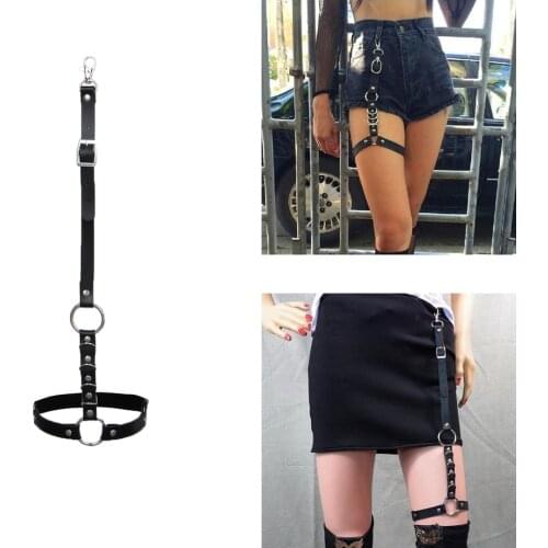2019 Hot Women Garter Belt Leg Harness Punk Elastic Leather Strap Body Necklace Rock